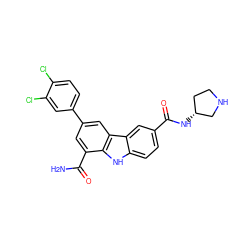 NC(=O)c1cc(-c2ccc(Cl)c(Cl)c2)cc2c1[nH]c1ccc(C(=O)N[C@@H]3CCNC3)cc12 ZINC000113204671