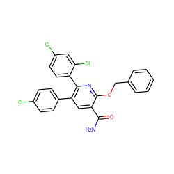 NC(=O)c1cc(-c2ccc(Cl)cc2)c(-c2ccc(Cl)cc2Cl)nc1OCc1ccccc1 ZINC000028343548