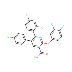 NC(=O)c1cc(-c2ccc(Cl)cc2)c(-c2ccc(Cl)cc2Cl)nc1Oc1ccc(F)c(F)c1 ZINC000028903086