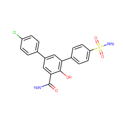 NC(=O)c1cc(-c2ccc(Cl)cc2)cc(-c2ccc(S(N)(=O)=O)cc2)c1O ZINC000028703832