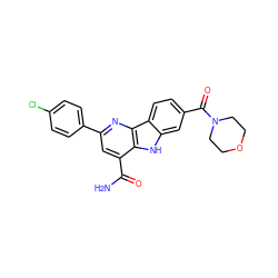 NC(=O)c1cc(-c2ccc(Cl)cc2)nc2c1[nH]c1cc(C(=O)N3CCOCC3)ccc12 ZINC000113205574