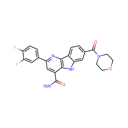 NC(=O)c1cc(-c2ccc(F)c(F)c2)nc2c1[nH]c1cc(C(=O)N3CCOCC3)ccc12 ZINC000113204930