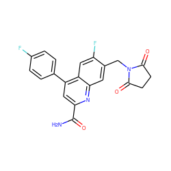 NC(=O)c1cc(-c2ccc(F)cc2)c2cc(F)c(CN3C(=O)CCC3=O)cc2n1 ZINC000221615314