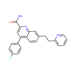 NC(=O)c1cc(-c2ccc(F)cc2)c2ccc(CCc3ccccn3)cc2n1 ZINC000221613171