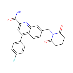 NC(=O)c1cc(-c2ccc(F)cc2)c2ccc(CN3C(=O)CCCC3=O)cc2n1 ZINC000205667319