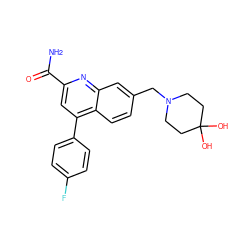 NC(=O)c1cc(-c2ccc(F)cc2)c2ccc(CN3CCC(O)(O)CC3)cc2n1 ZINC000221608063