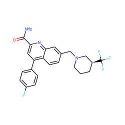 NC(=O)c1cc(-c2ccc(F)cc2)c2ccc(CN3CCC[C@H](C(F)(F)F)C3)cc2n1 ZINC000221600525