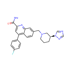 NC(=O)c1cc(-c2ccc(F)cc2)c2ccc(CN3CCC[C@H](n4cncn4)C3)cc2n1 ZINC000221608508