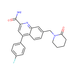 NC(=O)c1cc(-c2ccc(F)cc2)c2ccc(CN3CCCCC3=O)cc2n1 ZINC000205635013