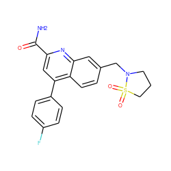 NC(=O)c1cc(-c2ccc(F)cc2)c2ccc(CN3CCCS3(=O)=O)cc2n1 ZINC000205631218