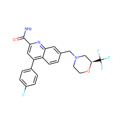 NC(=O)c1cc(-c2ccc(F)cc2)c2ccc(CN3CCO[C@H](C(F)(F)F)C3)cc2n1 ZINC000205639983