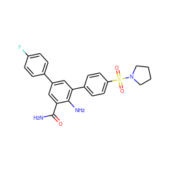 NC(=O)c1cc(-c2ccc(F)cc2)cc(-c2ccc(S(=O)(=O)N3CCCC3)cc2)c1N ZINC000028703746