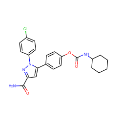 NC(=O)c1cc(-c2ccc(OC(=O)NC3CCCCC3)cc2)n(-c2ccc(Cl)cc2)n1 ZINC000299864923