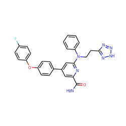 NC(=O)c1cc(-c2ccc(Oc3ccc(F)cc3)cc2)cc(N(CCc2nn[nH]n2)c2ccccc2)n1 ZINC000114592231
