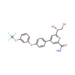 NC(=O)c1cc(-c2ccc(Oc3cccc(OC(F)(F)F)c3)cc2)cc([C@H](O)CO)n1 ZINC000114603762