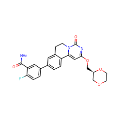 NC(=O)c1cc(-c2ccc3c(c2)CCn2c-3cc(OC[C@@H]3COCCO3)nc2=O)ccc1F ZINC000143055805