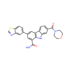 NC(=O)c1cc(-c2ccc3scnc3c2)cc2c1[nH]c1cc(C(=O)N3CCOCC3)ccc12 ZINC000113202764