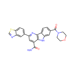 NC(=O)c1cc(-c2ccc3scnc3c2)nc2c1[nH]c1cc(C(=O)N3CCOCC3)ccc12 ZINC000113201268