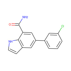 NC(=O)c1cc(-c2cccc(Cl)c2)cc2cc[nH]c12 ZINC000071330653