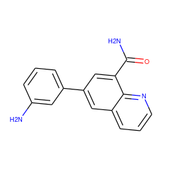 NC(=O)c1cc(-c2cccc(N)c2)cc2cccnc12 ZINC000063298111