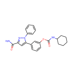 NC(=O)c1cc(-c2cccc(OC(=O)NC3CCCCC3)c2)n(-c2ccccc2)n1 ZINC000299863745