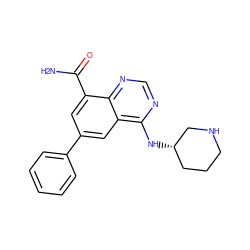 NC(=O)c1cc(-c2ccccc2)cc2c(N[C@H]3CCCNC3)ncnc12 ZINC000114345664