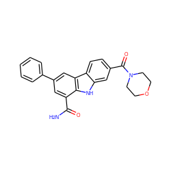 NC(=O)c1cc(-c2ccccc2)cc2c1[nH]c1cc(C(=O)N3CCOCC3)ccc12 ZINC000113203245