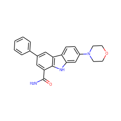 NC(=O)c1cc(-c2ccccc2)cc2c1[nH]c1cc(N3CCOCC3)ccc12 ZINC000113205298