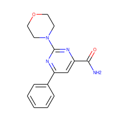 NC(=O)c1cc(-c2ccccc2)nc(N2CCOCC2)n1 ZINC000000551264