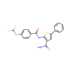 NC(=O)c1cc(-c2ccccc2)sc1NC(=O)c1ccc(OC(F)F)cc1 ZINC000002679219