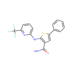 NC(=O)c1cc(-c2ccccc2)sc1Nc1cccc(C(F)(F)F)n1 ZINC000141673102