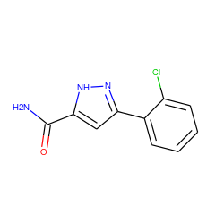 NC(=O)c1cc(-c2ccccc2Cl)n[nH]1 ZINC000046455304