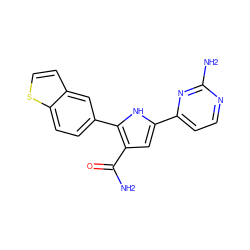 NC(=O)c1cc(-c2ccnc(N)n2)[nH]c1-c1ccc2sccc2c1 ZINC000064755227