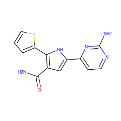 NC(=O)c1cc(-c2ccnc(N)n2)[nH]c1-c1cccs1 ZINC000064512634