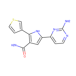 NC(=O)c1cc(-c2ccnc(N)n2)[nH]c1-c1ccsc1 ZINC000043174127