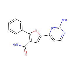 NC(=O)c1cc(-c2ccnc(N)n2)oc1-c1ccccc1 ZINC000064527802