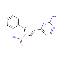 NC(=O)c1cc(-c2ccnc(N)n2)sc1-c1ccccc1 ZINC000064527803