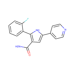 NC(=O)c1cc(-c2ccncc2)[nH]c1-c1ccccc1F ZINC000064527078