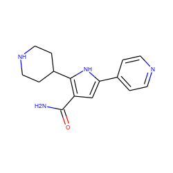 NC(=O)c1cc(-c2ccncc2)[nH]c1C1CCNCC1 ZINC000064527443