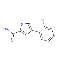 NC(=O)c1cc(-c2ccncc2Cl)c[nH]1 ZINC000218863877