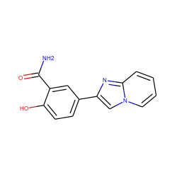 NC(=O)c1cc(-c2cn3ccccc3n2)ccc1O ZINC001772586992