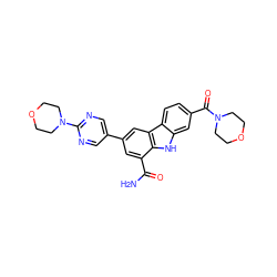 NC(=O)c1cc(-c2cnc(N3CCOCC3)nc2)cc2c1[nH]c1cc(C(=O)N3CCOCC3)ccc12 ZINC000113201033