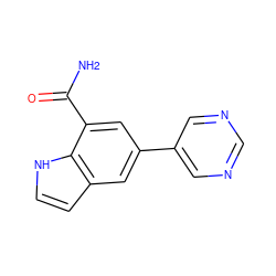 NC(=O)c1cc(-c2cncnc2)cc2cc[nH]c12 ZINC000038302657