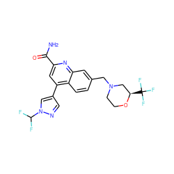 NC(=O)c1cc(-c2cnn(C(F)F)c2)c2ccc(CN3CCO[C@H](C(F)(F)F)C3)cc2n1 ZINC000221605604