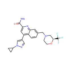 NC(=O)c1cc(-c2cnn(C3CC3)c2)c2ccc(CN3CCO[C@H](C(F)(F)F)C3)cc2n1 ZINC000221610761