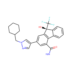 NC(=O)c1cc(-c2cnn(CC3CCCCC3)c2)cc2c1-c1ccccc1[C@@]2(O)C(F)(F)F ZINC000116911198