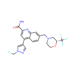 NC(=O)c1cc(-c2cnn(CF)c2)c2ccc(CN3CCO[C@@H](C(F)(F)F)C3)cc2n1 ZINC000221605791