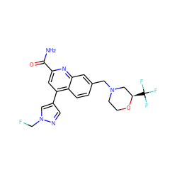 NC(=O)c1cc(-c2cnn(CF)c2)c2ccc(CN3CCO[C@H](C(F)(F)F)C3)cc2n1 ZINC000221605736