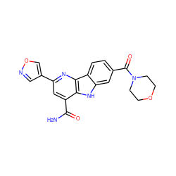 NC(=O)c1cc(-c2cnoc2)nc2c1[nH]c1cc(C(=O)N3CCOCC3)ccc12 ZINC000113201675