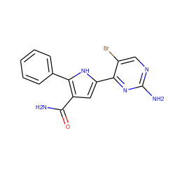 NC(=O)c1cc(-c2nc(N)ncc2Br)[nH]c1-c1ccccc1 ZINC000064513972